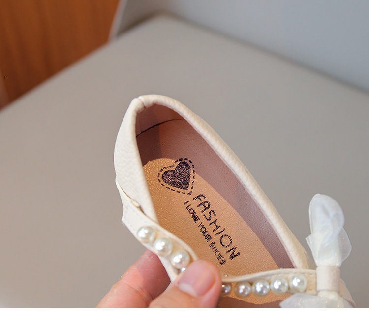 Mädchen Leder Slipper Mit Perlen Schleife Und Weicher Sohle_voghion.com