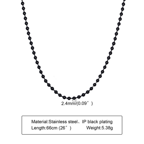 Quicksilver Water Jewelry Chain, Pendant Matching Chain, Titanium Steel Bead Chain, Matching Chain, Necklace nc-002