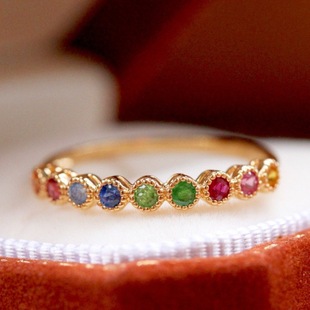 18K Yellow Gold Color Blue Treasure Ring Bracelet Shuibei Wholesale Natural Color Sapphire Au750 Gold Jewelry