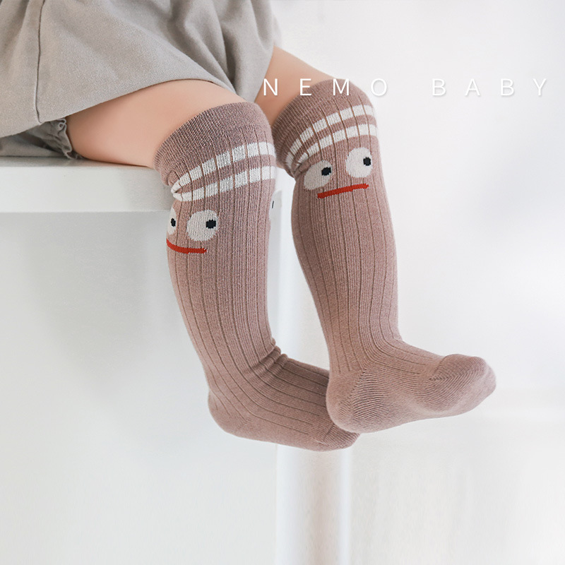 21 calcetines largos para bebés bebé recién nacido algodón peinado Otoño e Invierno sobre la rodilla tubo alto dibujos animados boca suelta no apretado calcetines de pierna
