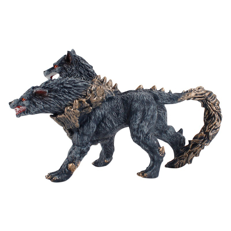 Cruz-nueva exportación antiguo mito animal modelo grande doble cabeza perro monstruo mágico serie Animal modelo de decoración