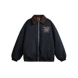 南夏乔装美式复古格子双面穿棉服男街头潮牌宽松百搭情侣保暖棉衣