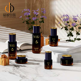 新款水波纹盖化妆品玻璃瓶爽肤水乳液瓶40ml精华液瓶膏霜分装瓶子