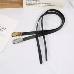 Women's Retro European & American Style Instagram-Friendly Minimalist Denim Belt with Elegant Gold and Silver-Colored Unique Buckle—Perfect for Coats and to Accentuate Your Waistline