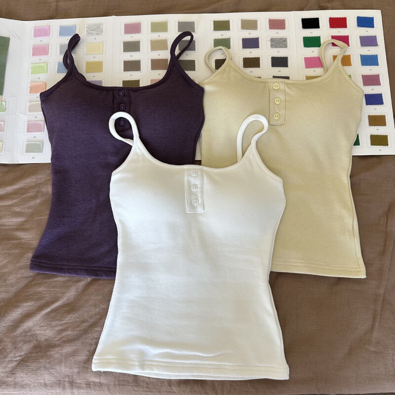 806 #   Bonding Square Collar Double Layer Thickened Camisole for Women with Chest Pad/Removable
