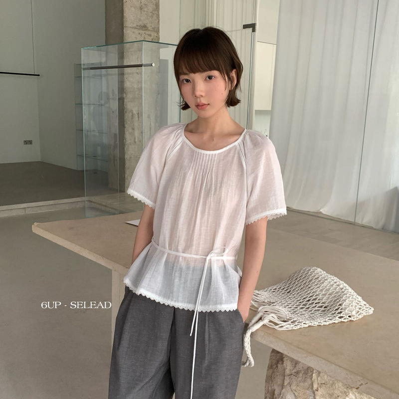 6up Summer Korean-Style Textured Lace Blouse 2026 Guangzhou 13-Line New Style Casual Workwear 60565