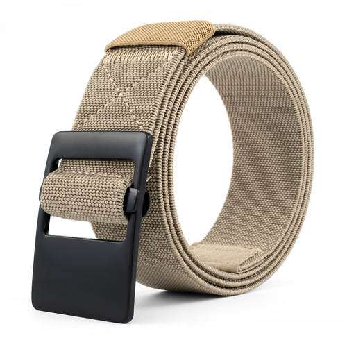 Knit Elastic Belt with Zinc Alloy Buckle for Men and Women, Casual and Versatile Nylon Belt for Outdoor Sports and Tactical Use