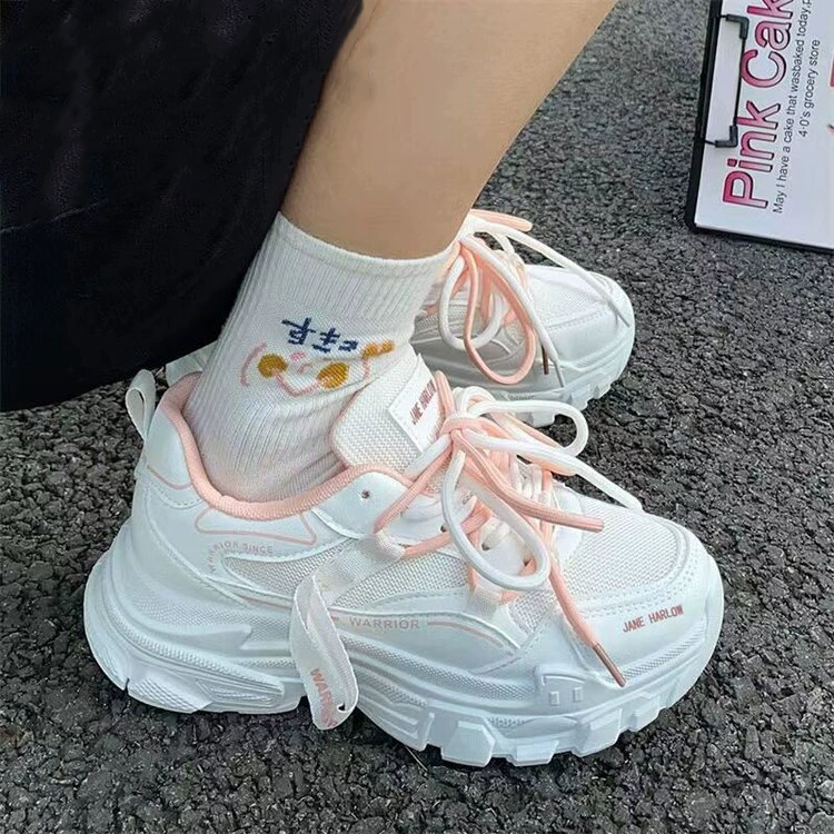 Детские платформенные кеды-слепоны для мужчин? Wait ensure accurate: original is Platform dad sneakers women 2025 spring, PU upper contrasting-color thick sole