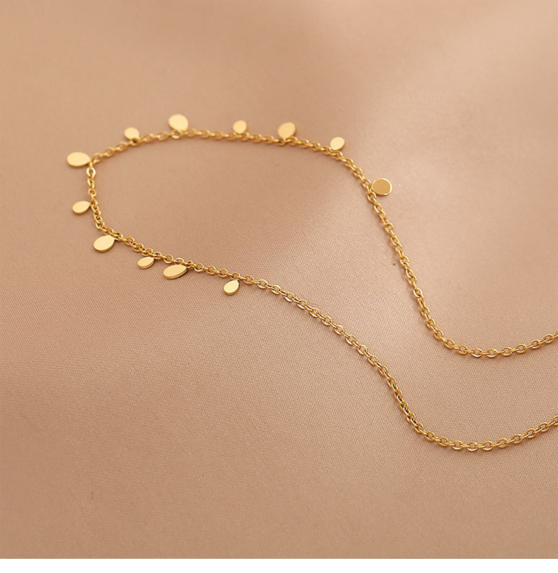 1 Piece Quantity Simple Style Round Square Water Droplets Titanium Steel Plating Necklace