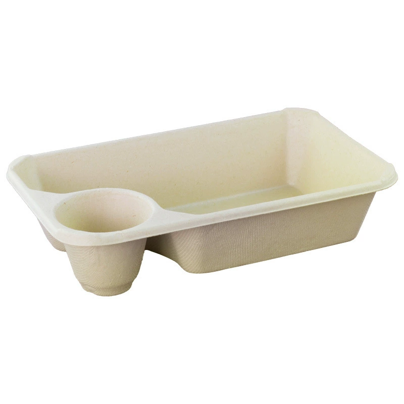 Disposable lunch box pulp degradable sauce salad one package box rectangular light food simple meal lunch box