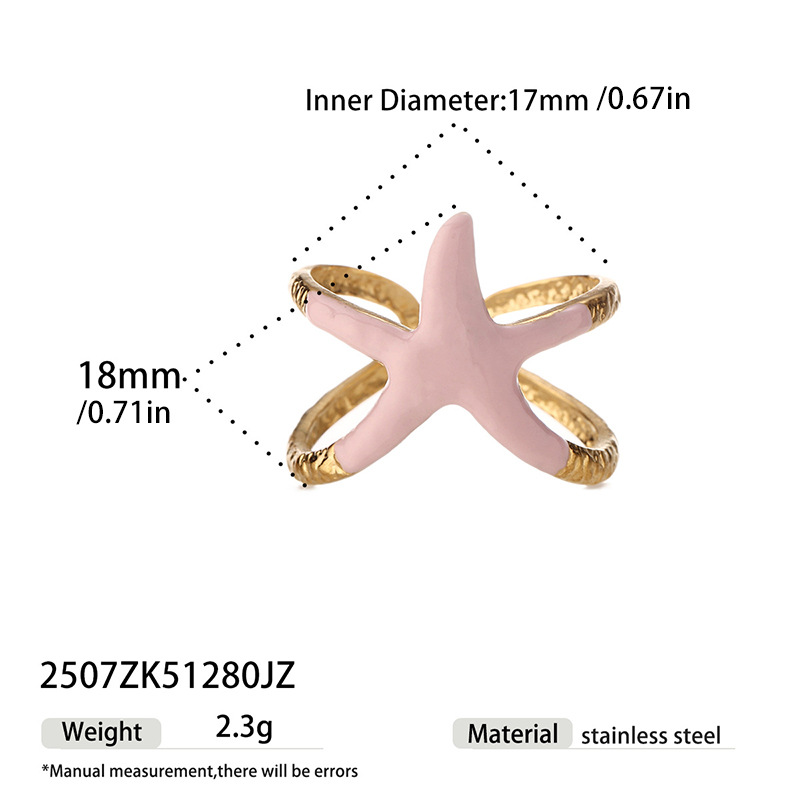 Taina Europa y América verano playa de vacaciones marinas estilo estrella de mar colorido anillo de goteo de aceite nicho de diseño joyas
