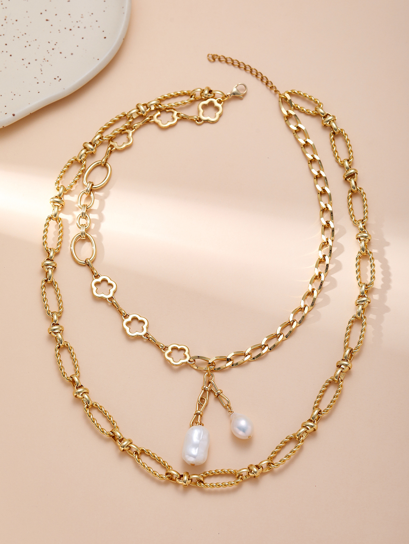 304 Stainless Steel Chain Material 1 Piece Quantity Casual, Family Gathering, Date Occasion Wholesale Jewelry Baroque Style Modern Style Geometric Titanium Steel Plating Double Layer Necklaces