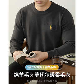 【绵羊毛 x 莫代尔】远红外发热保暖刺绣针织衫秋冬软糯内搭毛衣