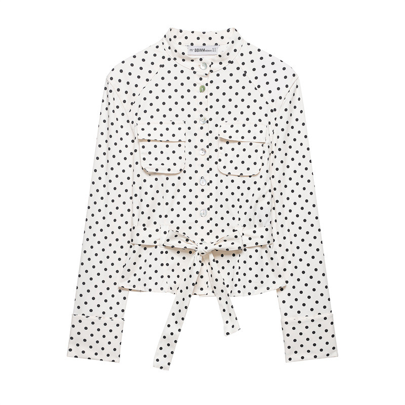 European and American Style 2026 Spring New Fashion Women's Polka Dot Shirt-Style Jacket Top and Capri Pants Set Long Sleeve