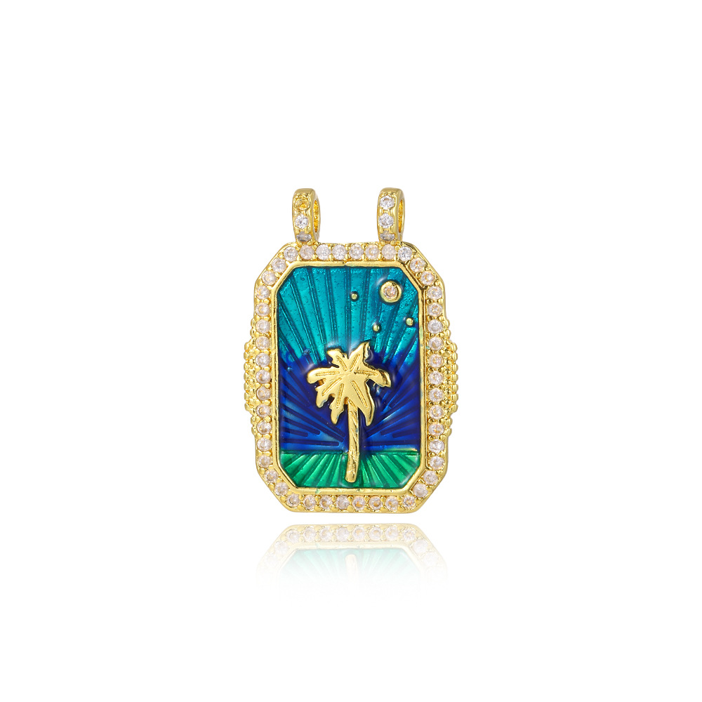 6g Weight Pendant Jewelry Making Type 18K Gold Plated Plating Material 1 Piece Quantity Daily Occasion Copper Material Rainbow, Coconut Tree, Heart Shape Pattern All Seasons Season Unisex Gender Plating Design Retro, Classic Style Style 1 Piece Copper 18K Gold Plated Rainbow Coconut Tree Heart Shape Pendant 3