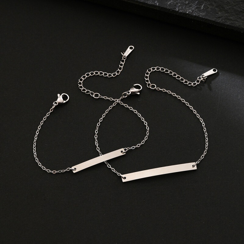 Cross-border stainless steel couple's smooth curved bracelet, can be engraved with text, laser jewelry, Valentine's Day custom logo bracelet Cross-border stainless steel couple's smooth curved bracelet, can be engraved with text, laser jewelry, Valentine's Day custom logo bracelet
