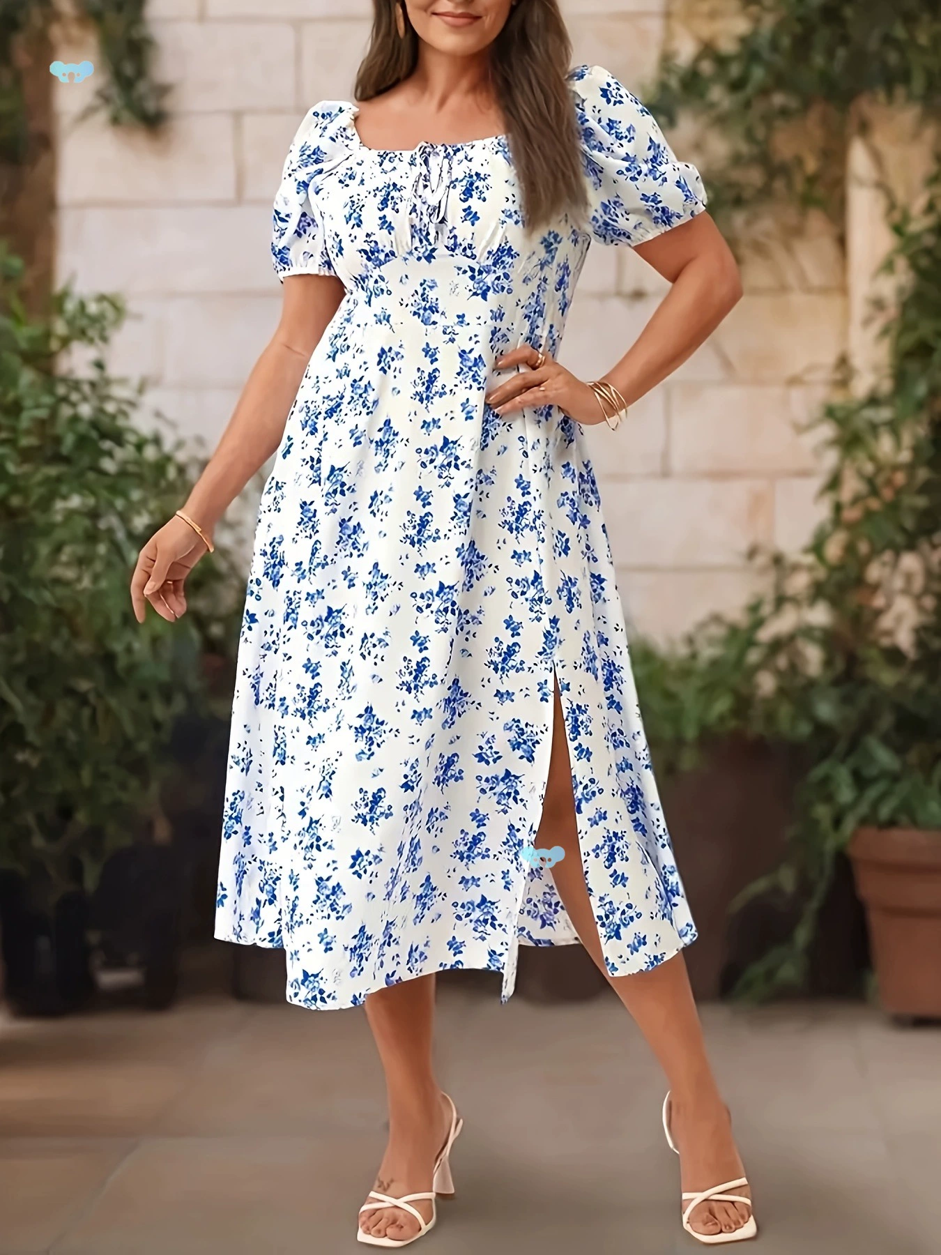 Платье для женщин больших размеров с цветочным принтом для повседневной носки, кросс-граничная доставка