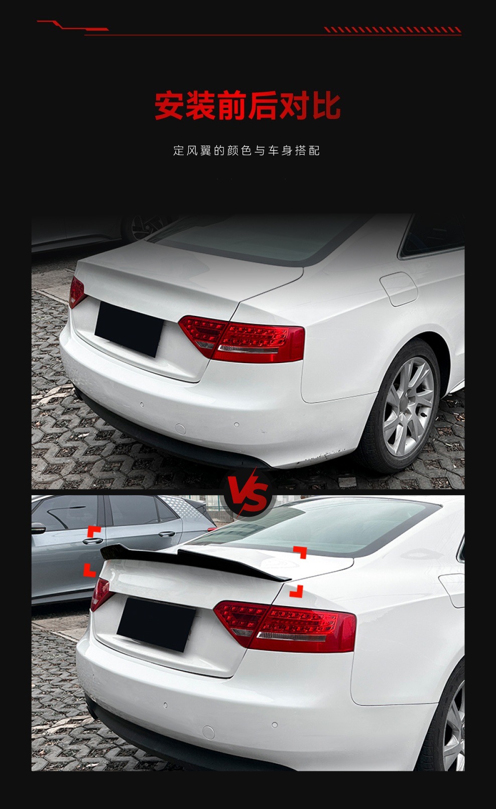 Suitable for 2007-2016 Audi A5 8t Two-Door Coupe Coupe Psm Rear Wing Top Wing Fixed Wing Modification Parts