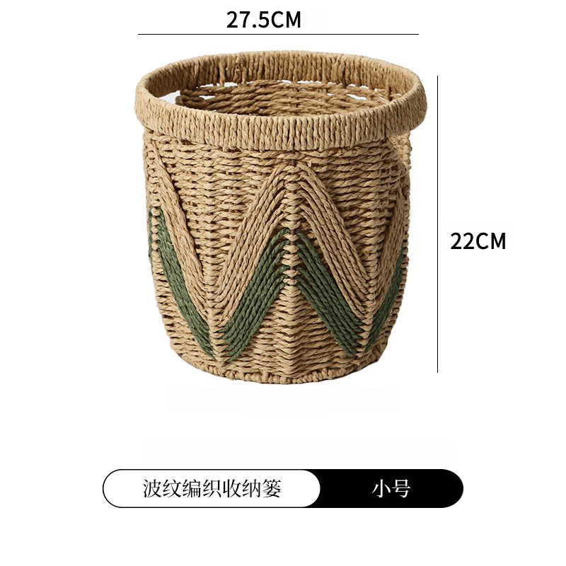 Cesta de almacenamiento de caña personalizada casera de tejido a mano canasta de almacenamiento decoración de la sala de estar limpieza de ropa sucia canasta de almacenamiento