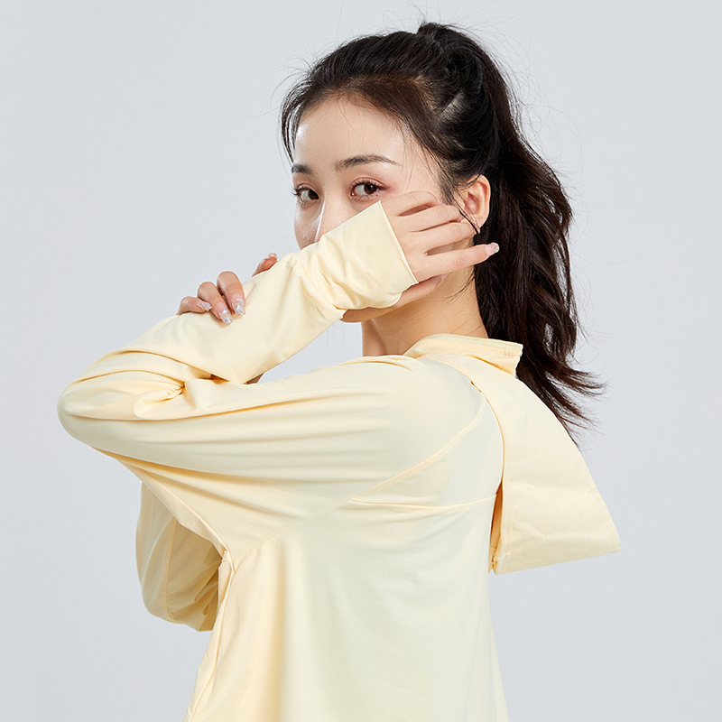 Uf50 + 비닐 테두리가 있는 바나나 아이스 실크 선크림 여름 통기성 자외선 차단 여성용 목도리 망토