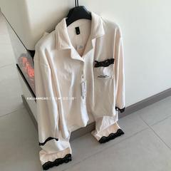 Kaluannie ao | 海島パイルフランスの小さな香りレース風女性の快適な家庭服セット