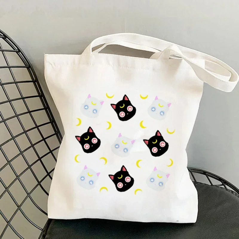 Comercio exterior Sailor Meow impresión Kawai bolsa Harjuku bolsa de compras damas lienzo bolsa de mano casual para niñas