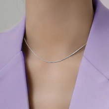 钛钢无吊坠项链男款链子简约百搭十字链不锈钢锁骨不褪色圆蛇骨链