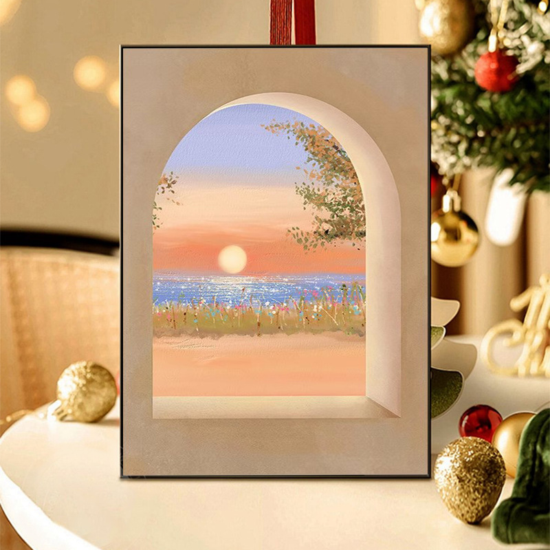 北歐ins日出大海客廳裝飾畫沙發背景牆擺畫臥室床頭窗戶風景掛畫