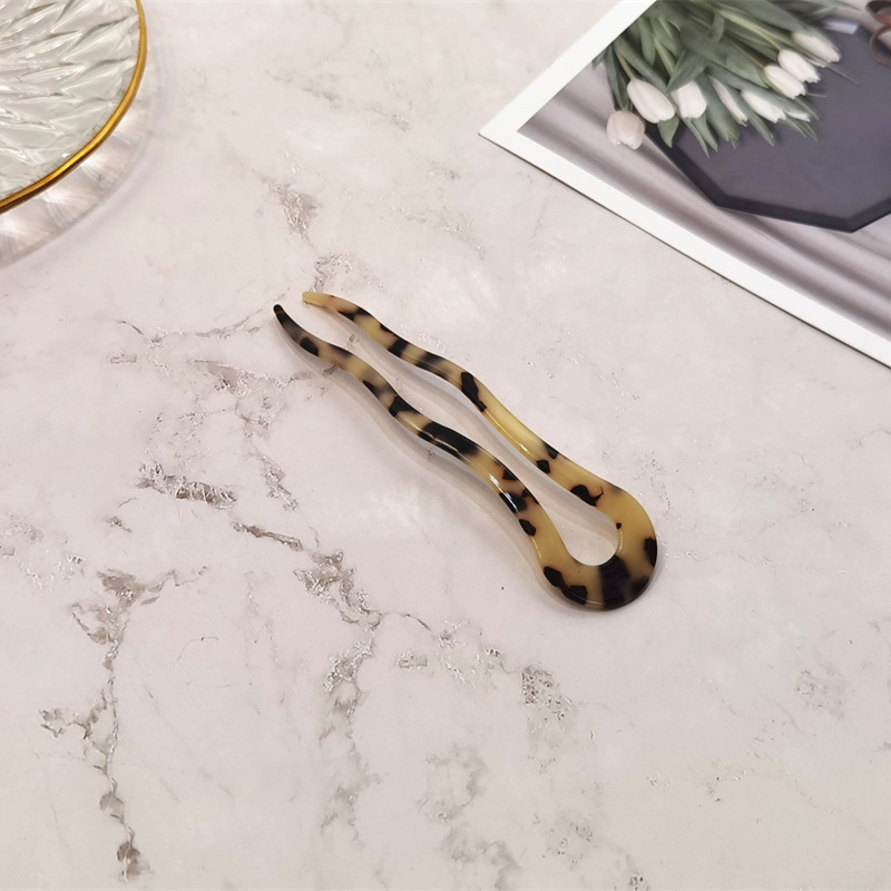 Corea del Sur acetato en forma de U giro horquilla adulto simple elegante palillos hacia fuera decoración pelo accesorios bola cabeza updo