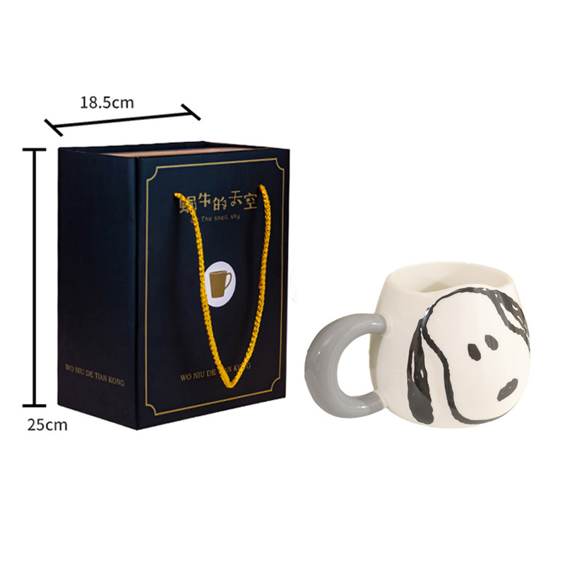 Auténtica licencia Snoopy tazas de cerámica para niños tazas de agua estudiantes tazas de gran capacidad para niñas de alto valor facial lindo