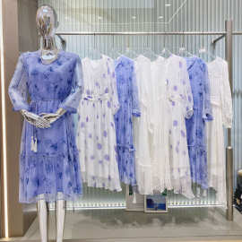婳苏杭品牌2025春夏桑蚕丝连衣裙实体店直播货源品牌撤柜女装批发