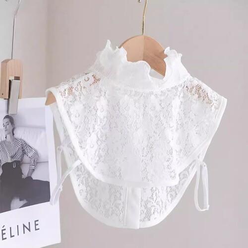 New lace false collar autumn winter versatile base layer shirt collar black white hollow inside women's false collar top