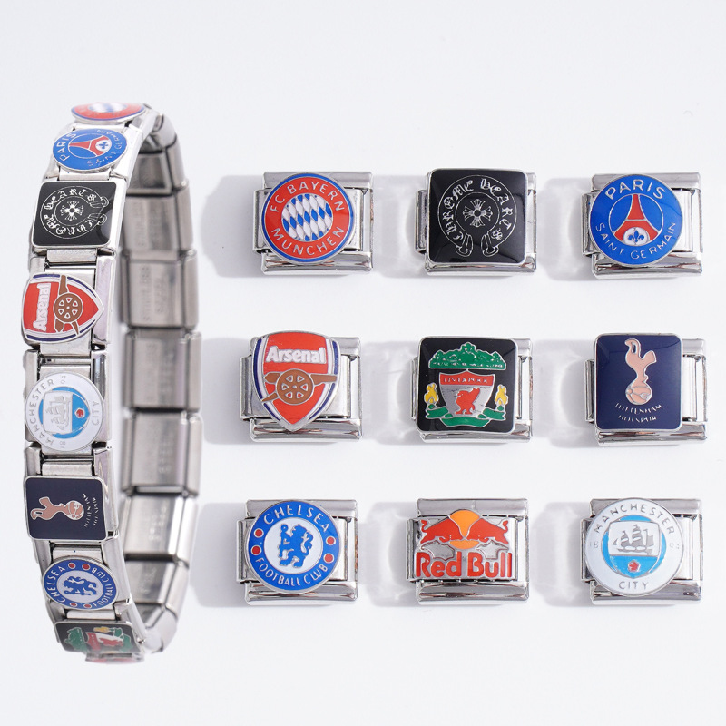 Heart Italian module bracelet football club series DIY detachable assembly single module jewelry wholesale