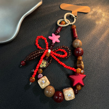 手机链手腕挂绳暖手链条腕带可爱串珠手链挂饰防偷防丢钥匙扣链条