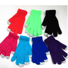 冬季韩版爆款保暖触屏糖果色手套平板电脑机触控可爱学生针织手套