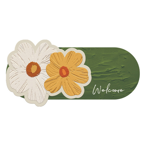 Camellia bathroom diatom mud floor mat water-absorbent non-slip soft cushion fresh flowers bathroom door home toilet entry