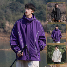 情侣款夹克外套宽松户外春秋新款冲锋衣潮流时尚韩版休闲男款上衣
