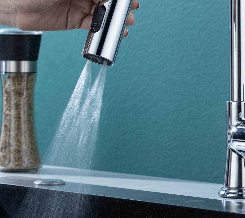 Kitchen faucet, multi-functional scraper, rotatable anti-splash bubble, universal pressure-increasing extender, vegetable washing faucet details Picture