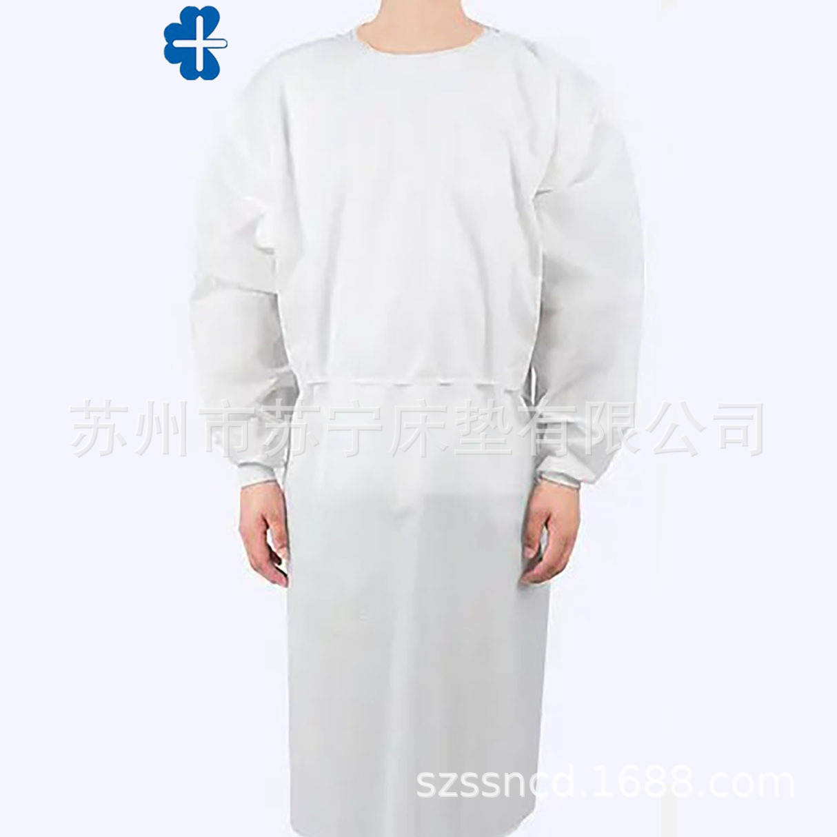 隔离衣一次性防护服后扣式螺纹袖口PP无纺布白色防尘服实验参观服