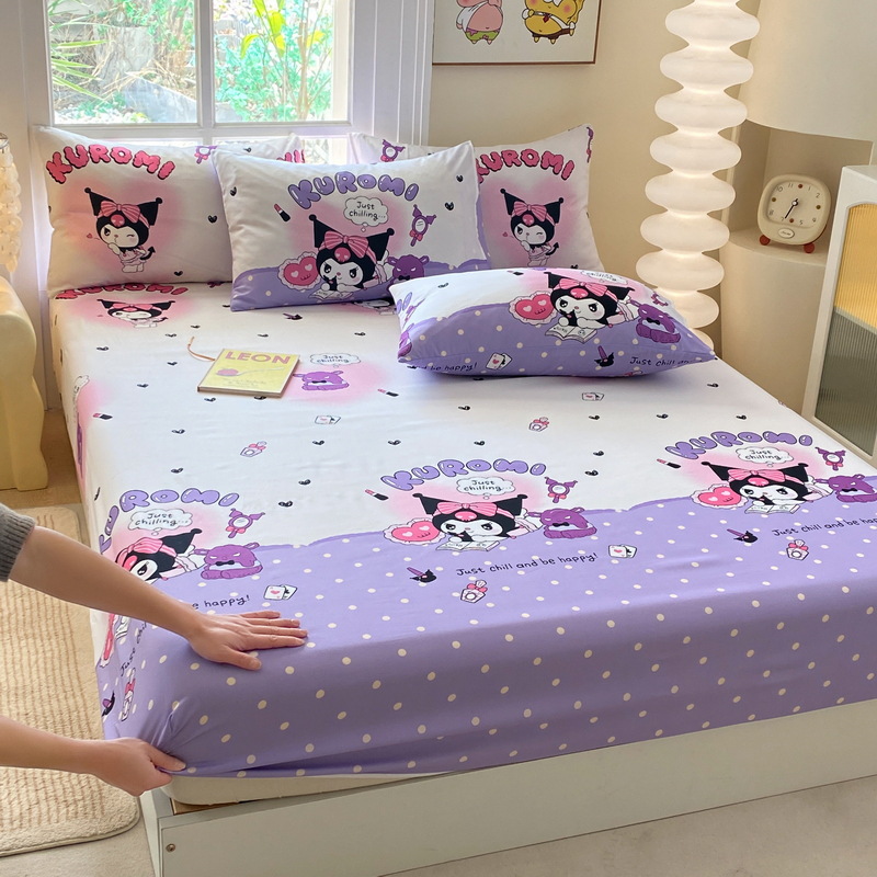 Cross-Border Foreign Trade Four-Season Cartoon Fitted Bed Sheets Single-Piece Bedspread Mattress Cover Anti-Slip Cover Dormitory Bed Sheets Wholesale Seamless Delivery
