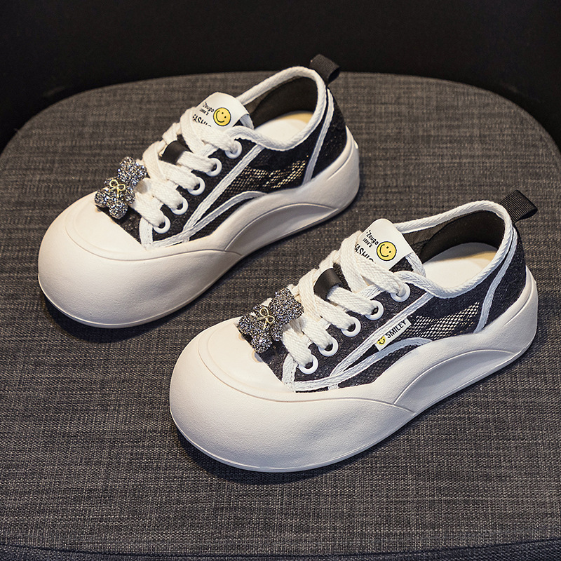 Giày sneaker nữ chunky đế dày mũi tròn phong cách Pháp — M2569 màu be, M2569 màu đen