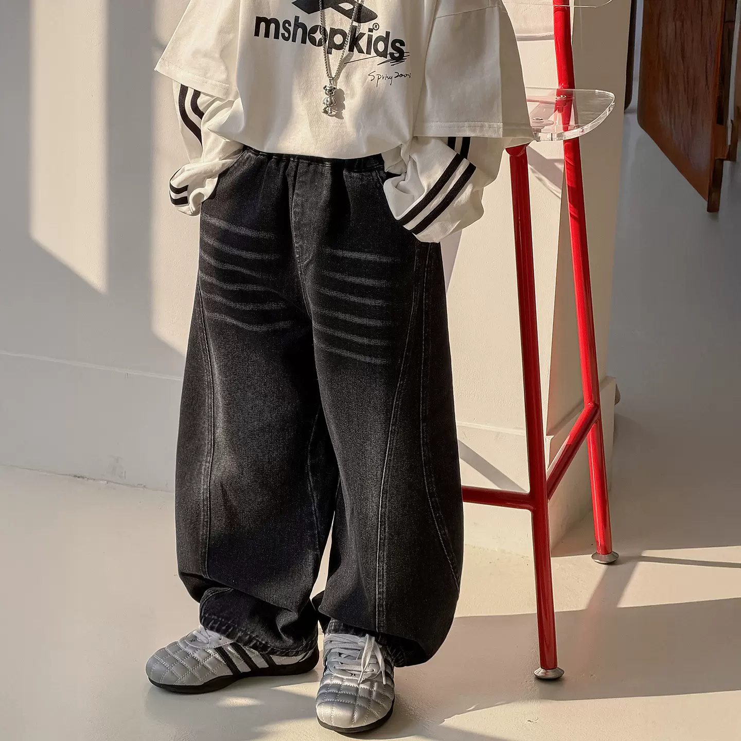 棉小铺男童牛仔裤儿童春季韩版2026新款潮酷宽松弯刀裤童装裤子