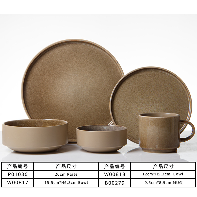 Reacción esmaltado cubiertos set al por mayor hogar cerámica de alto valor nominal platos de comedor tazas de cerámica cubiertos combinados image 11