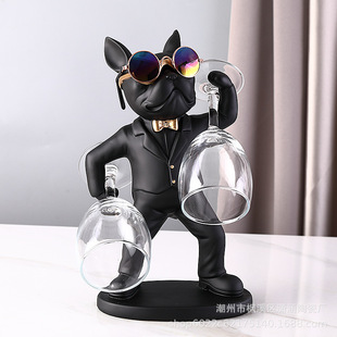 French Bulldog Wine Rack Ornament Modern Light Luxury Wine Cabinet Decoration Home Living Room Bar Table Simple Creative Wine Rack