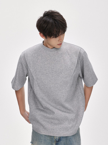 Cleanfit men's short sleeve T-shirt with 3D paper cutting, 2025 summer American-style heavy-duty loose T-shirt