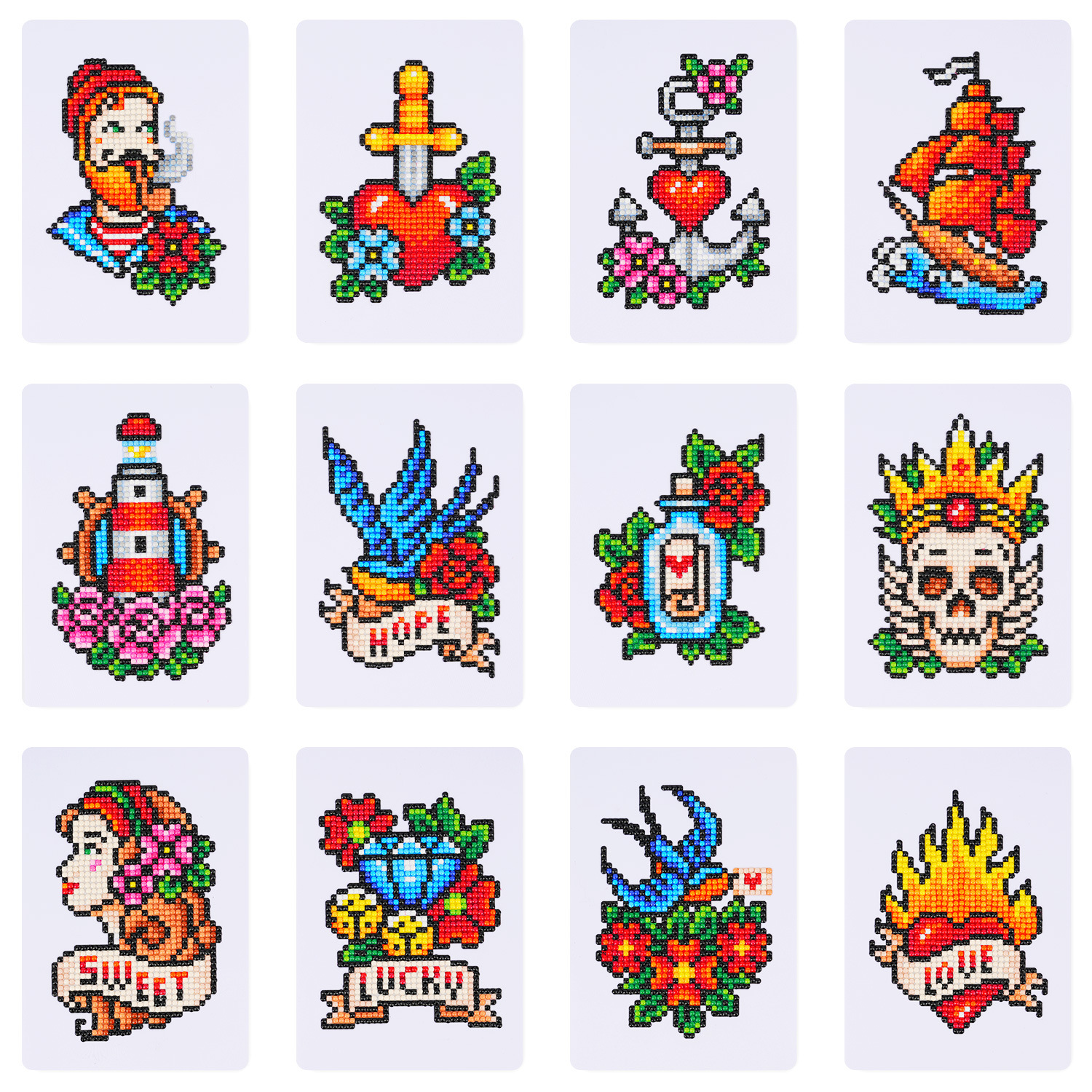 Estación independiente transfronteriza 5D pintura de diamante DIY5 * 7 pulgadas sin marco edición de tatuaje para niños colgar mural decoración conjunto completo