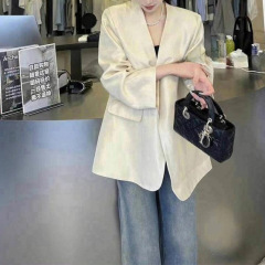 预售香槟色名媛水光缎面西装外套女2025秋新款西服休闲气质韩版