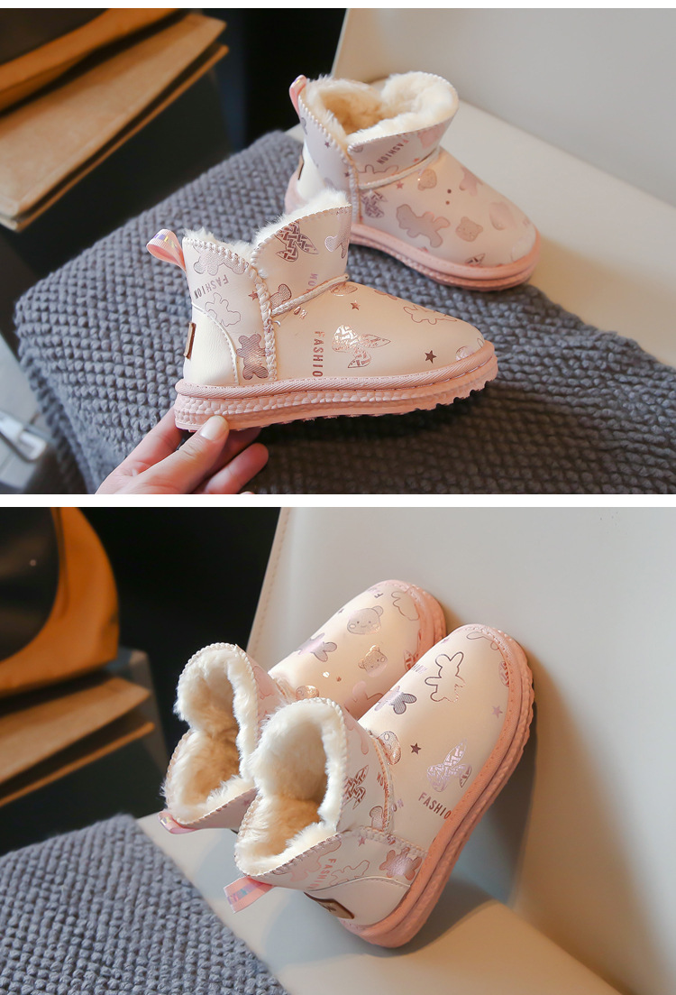Simpatiche scarpe di cotone da ragazza 2023 nuovi stivali invernali di cotone morbidi e spessi isolanti, antiscivolo, stivali da neve per ragazzi,_voghion.com