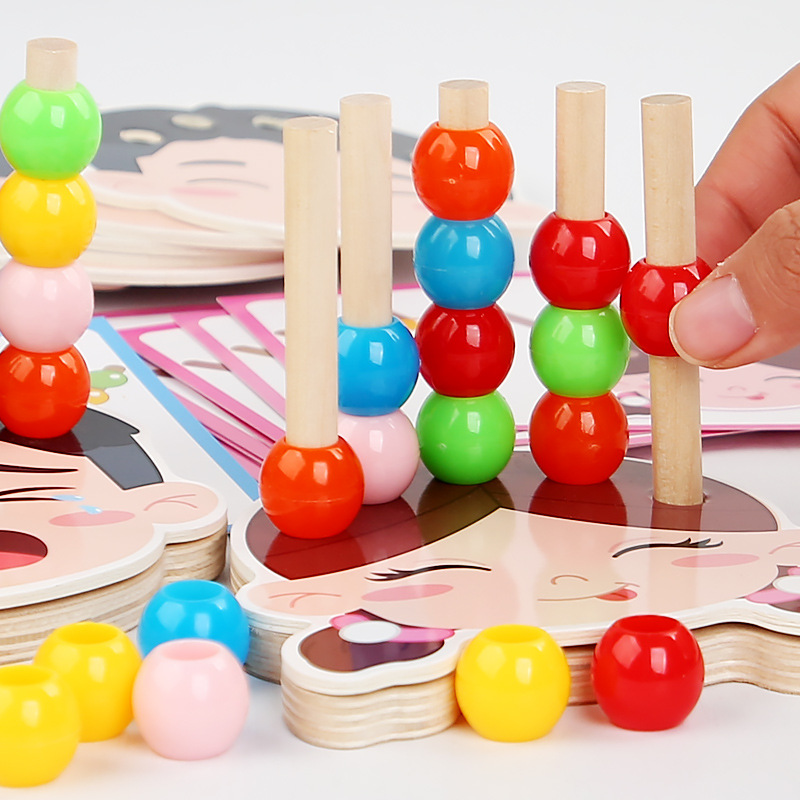 Educación temprana para niños, inteligencia, emoticonos para niños y niñas, cuentas, color de madera, dibujos animados, juguetes prácticos, regalos para niños