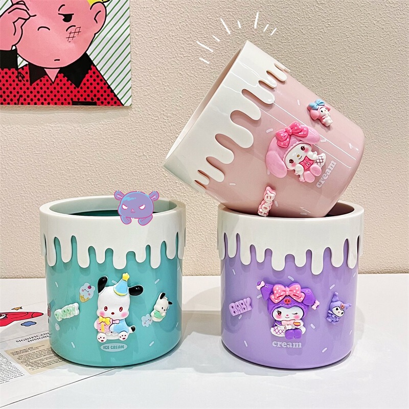 Trash Can Household Desktop Kidsren's Desk Office Desk Bed Bedside Waste Paper Basket with Pressure Ring 2024 New Style